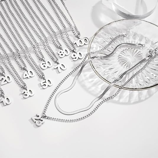 stainless steel athlete number necklace