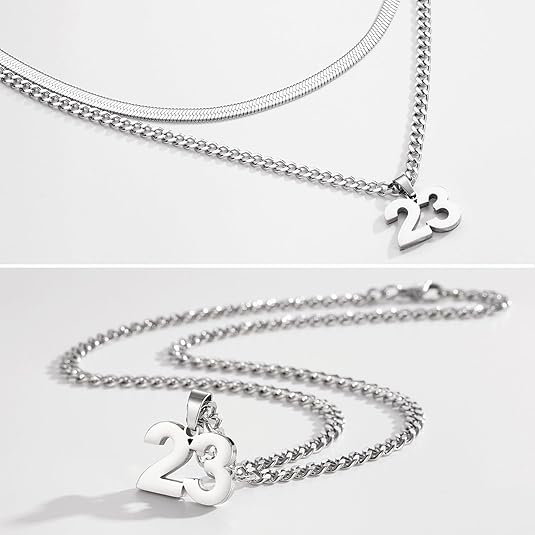 stainless steel athlete number necklace